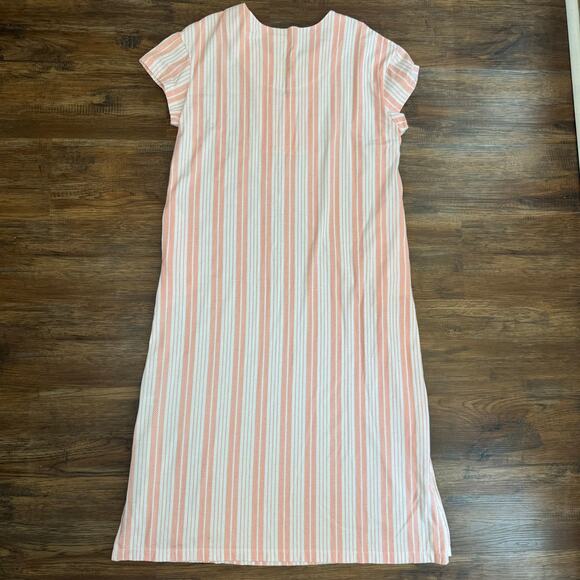 Stan Herman 100% SMALL Cotton orange white caftan jersey knit spilt Vneck lounge - Picture 5 of 10